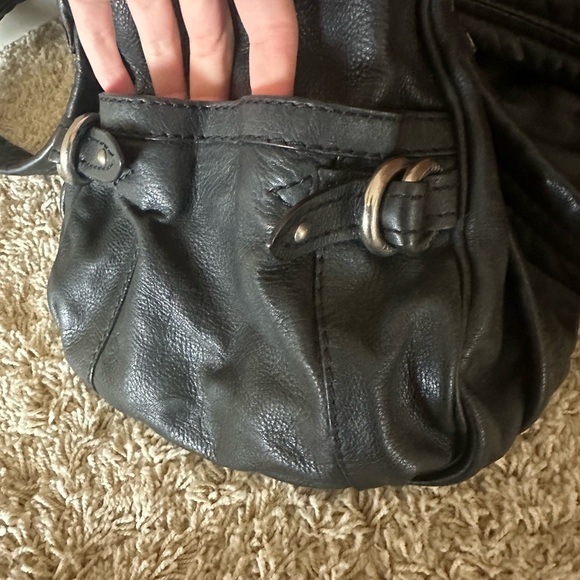 Marc By Marc Jacobs Satchel Shoulder Bag Purse Handbag Black Leather Fold Over - Picture 4 of 5